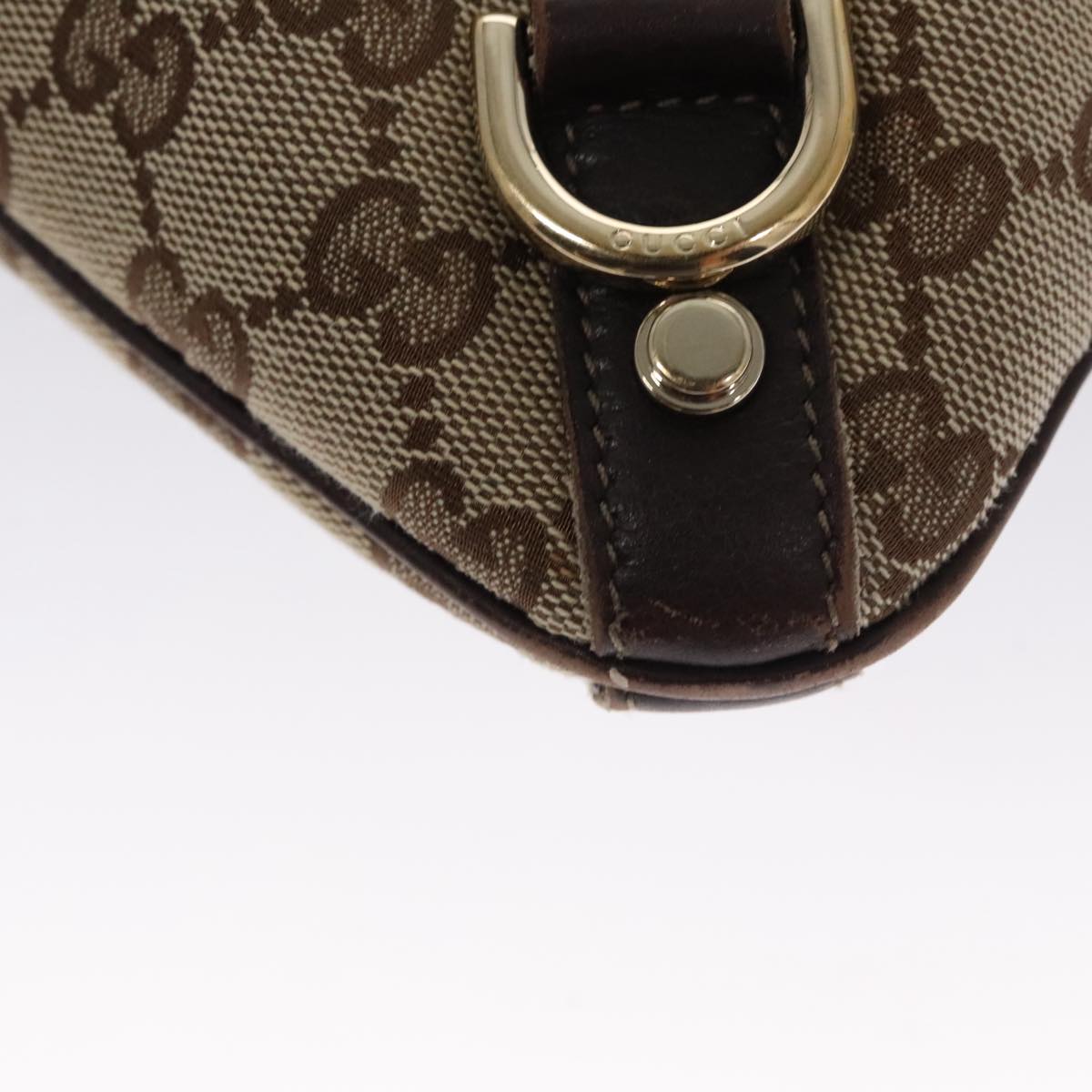 GUCCI GG Canvas Shoulder Bag Beige Brown Gold 131326 Auth 103325