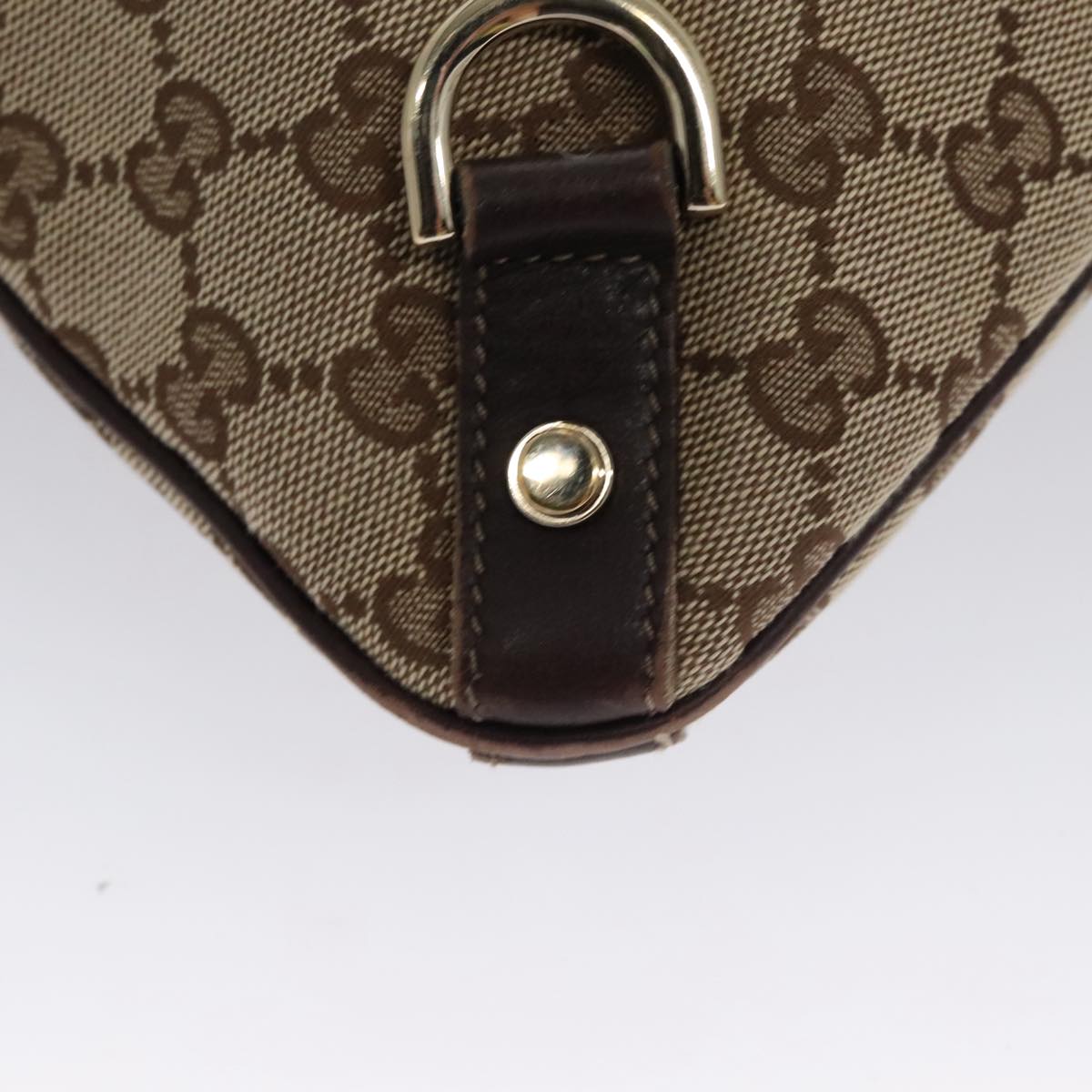 GUCCI GG Canvas Shoulder Bag Beige Brown Gold 131326 Auth 103325