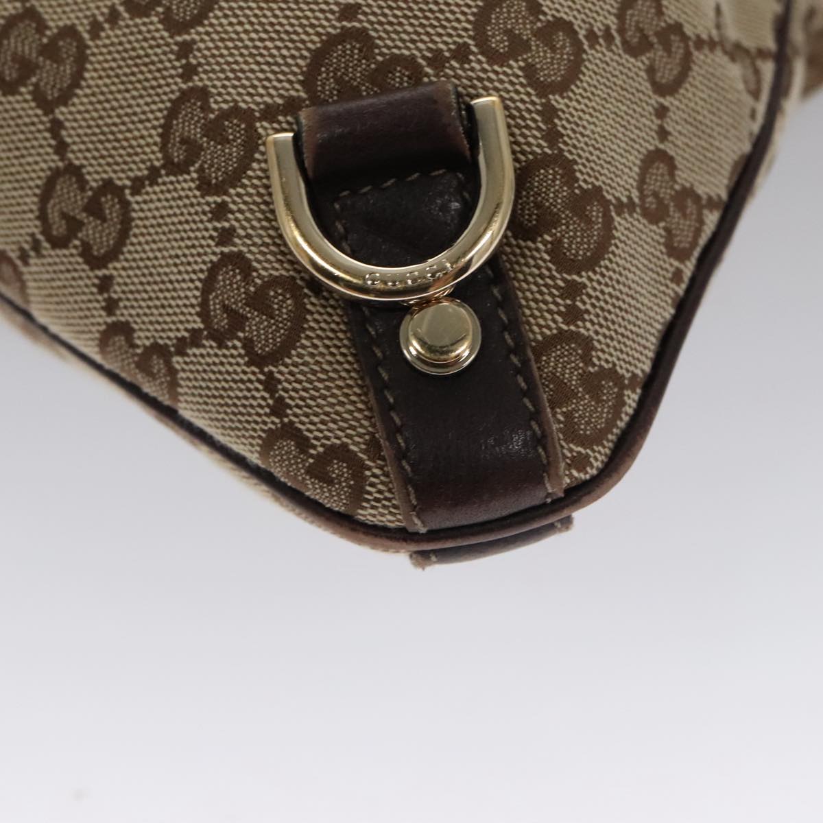 GUCCI GG Canvas Shoulder Bag Beige Brown Gold 131326 Auth 103325