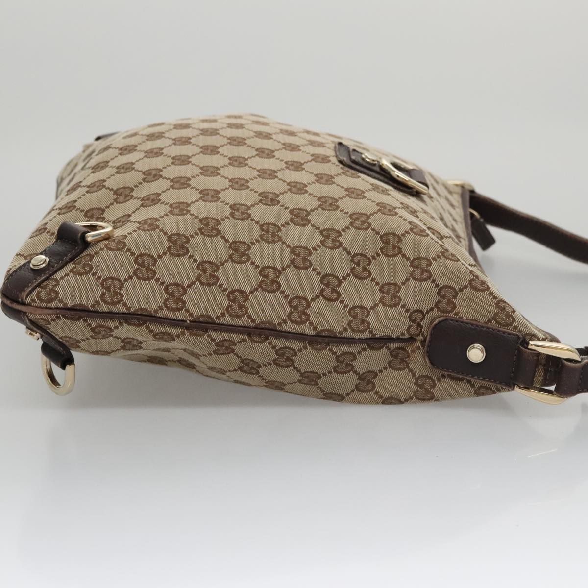 GUCCI GG Canvas Shoulder Bag Beige Brown Gold 131326 Auth 103325