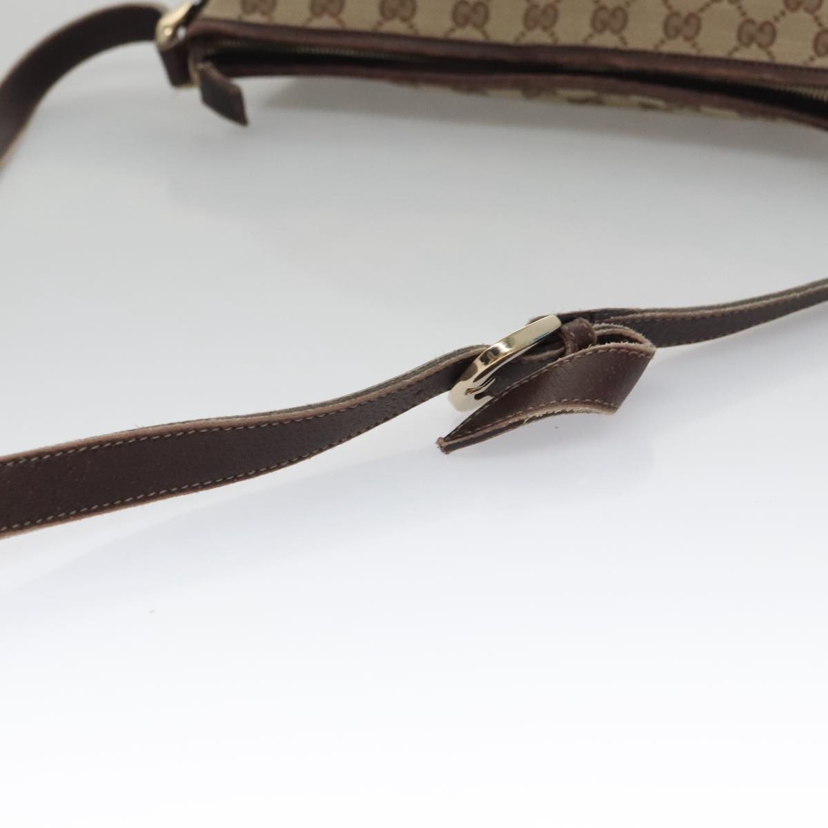 GUCCI GG Canvas Shoulder Bag Beige Brown Gold 131326 Auth 103325