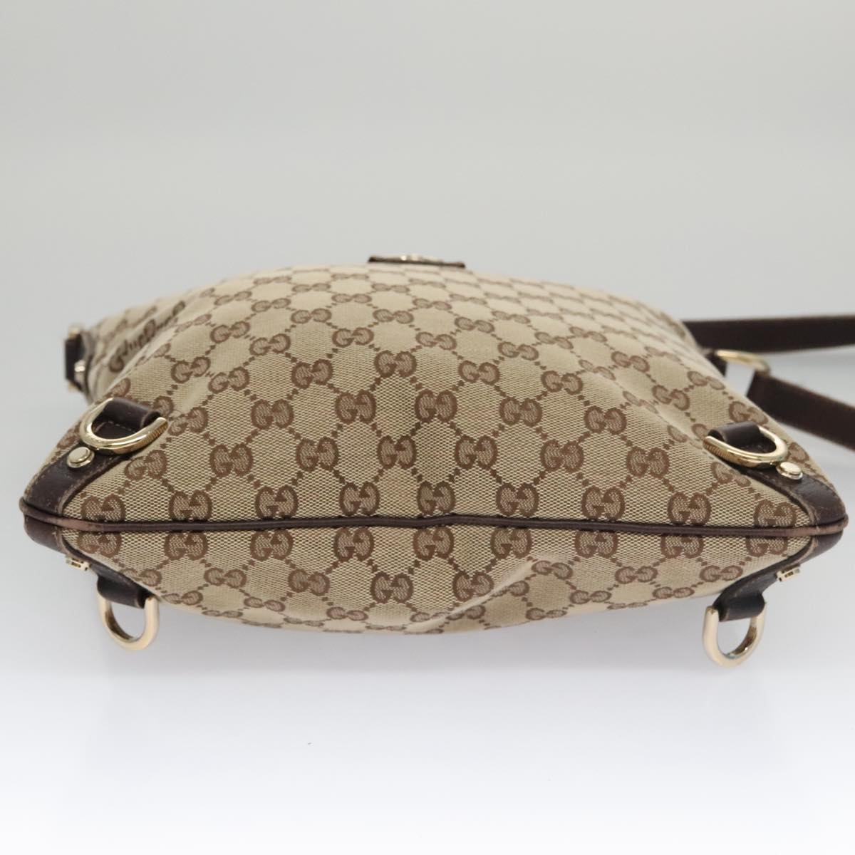 GUCCI GG Canvas Shoulder Bag Beige Brown Gold 131326 Auth 103325