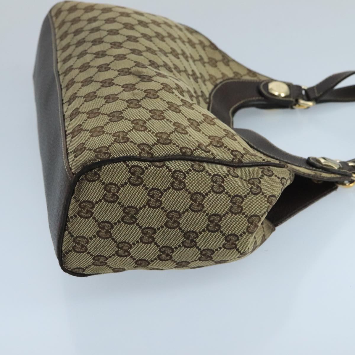 GUCCI GG Canvas Shoulder Bag Beige Gold 154982 Auth 103331