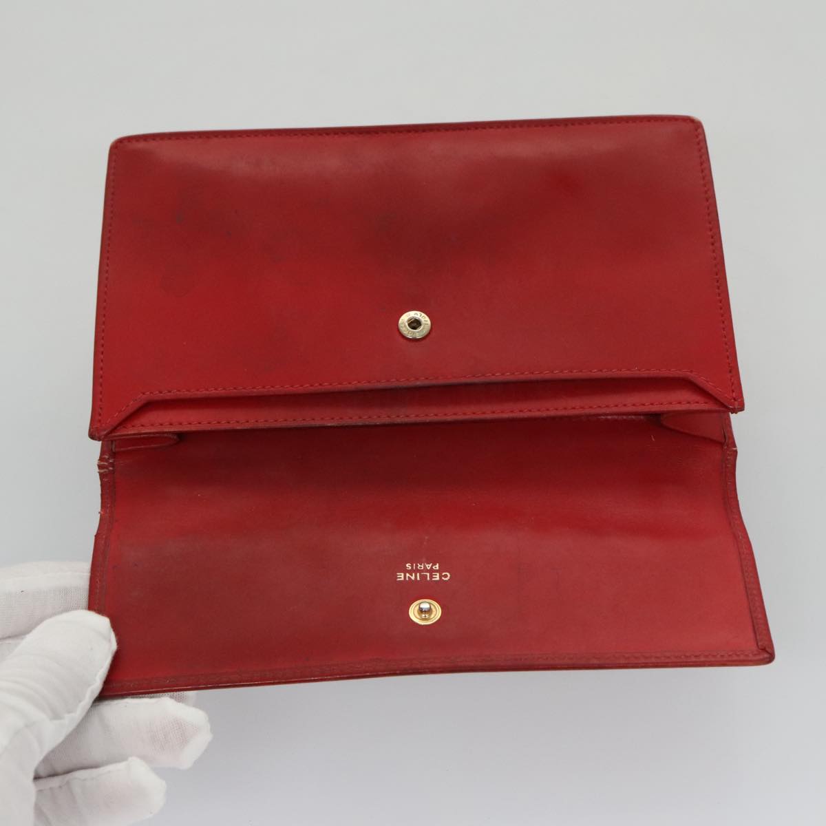 CELINE Mini Hand Bag Leather Red Auth 103334