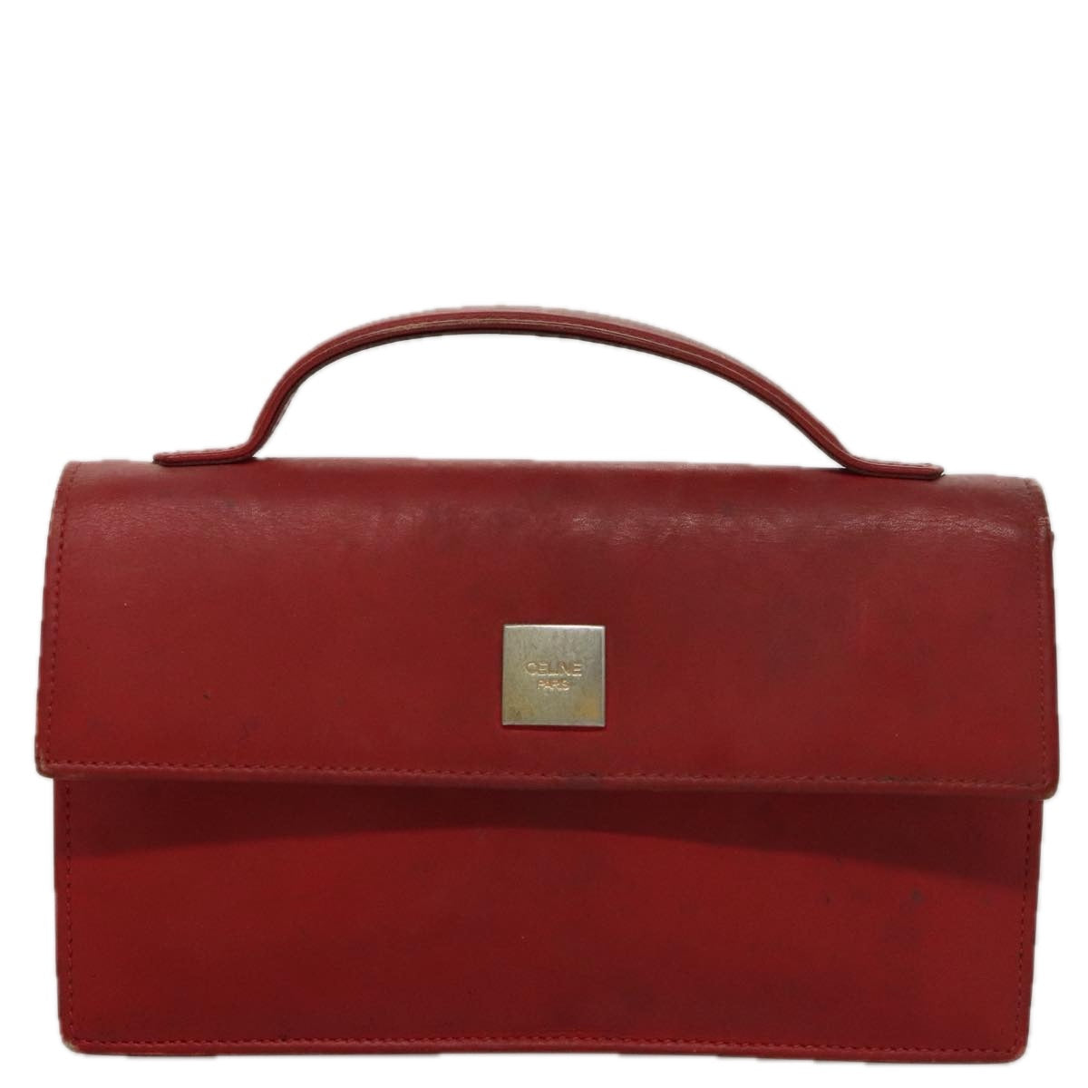 CELINE Mini Hand Bag Leather Red Auth 103334