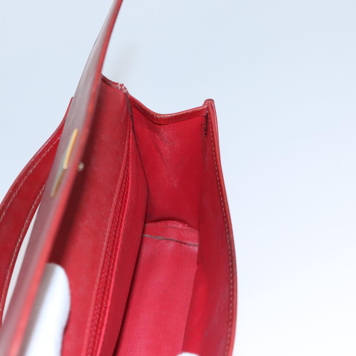 CELINE Mini Hand Bag Leather Red Auth 103334