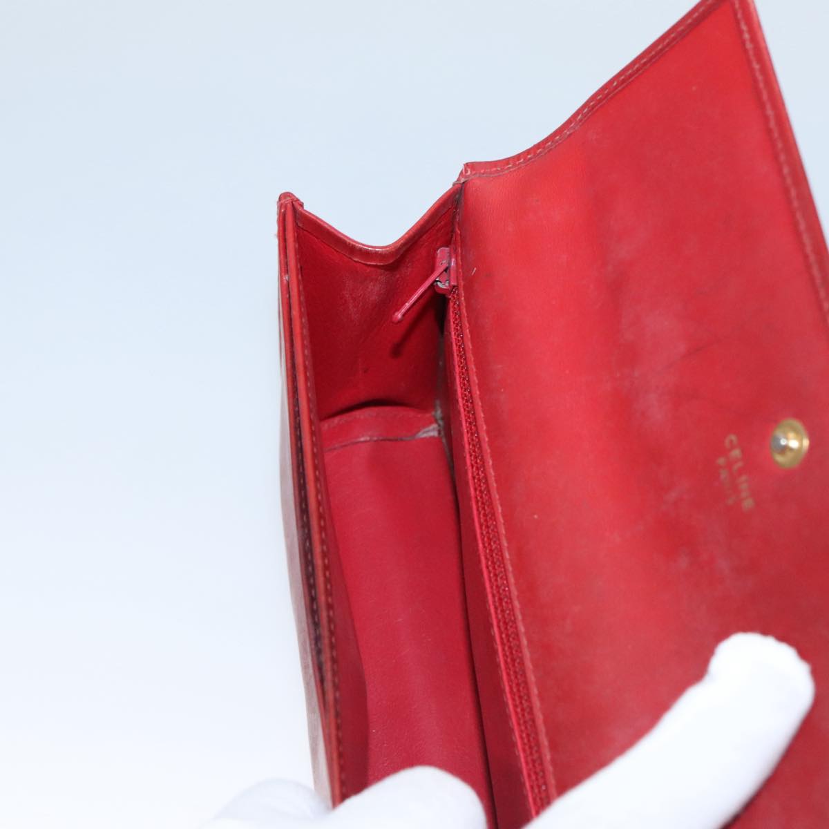 CELINE Mini Hand Bag Leather Red Auth 103334