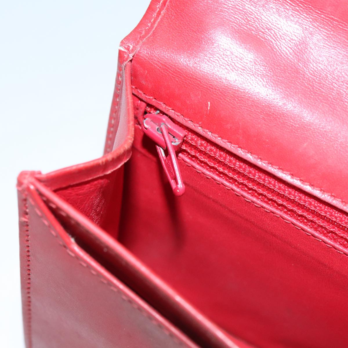CELINE Mini Hand Bag Leather Red Auth 103334