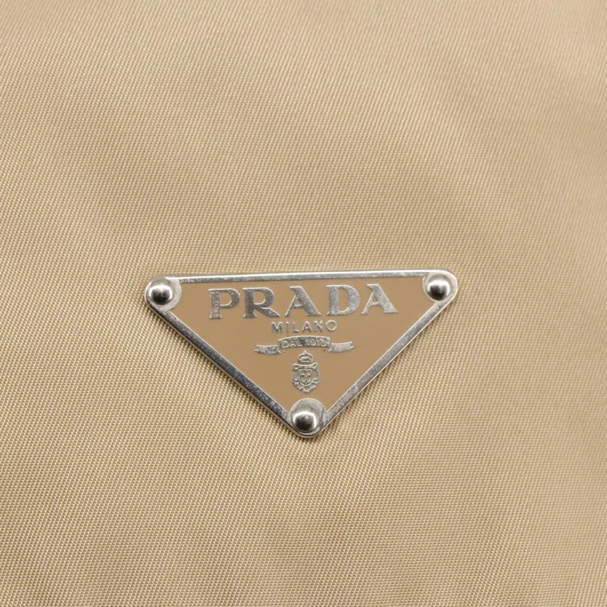 PRADA Shoulder Bag Nylon Beige Silver Auth 103337