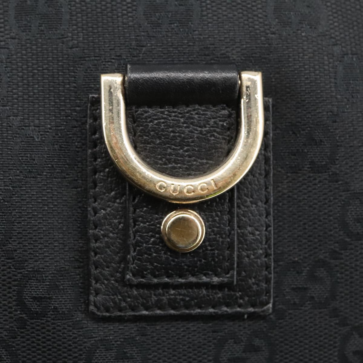 GUCCI GG Canvas Shoulder Bag Black Gold 131326 Auth 103341