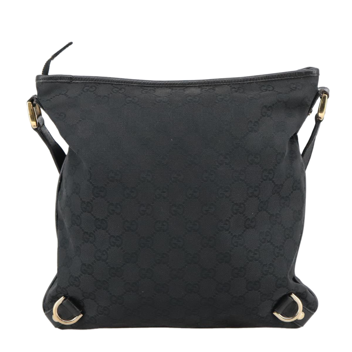 GUCCI GG Canvas Shoulder Bag Black Gold 131326 Auth 103341