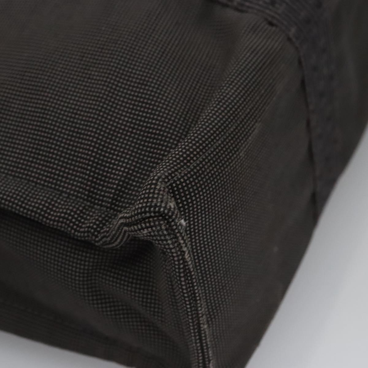 HERMES Her Line MM Hand Bag Canvas Gray Silver Auth 103414