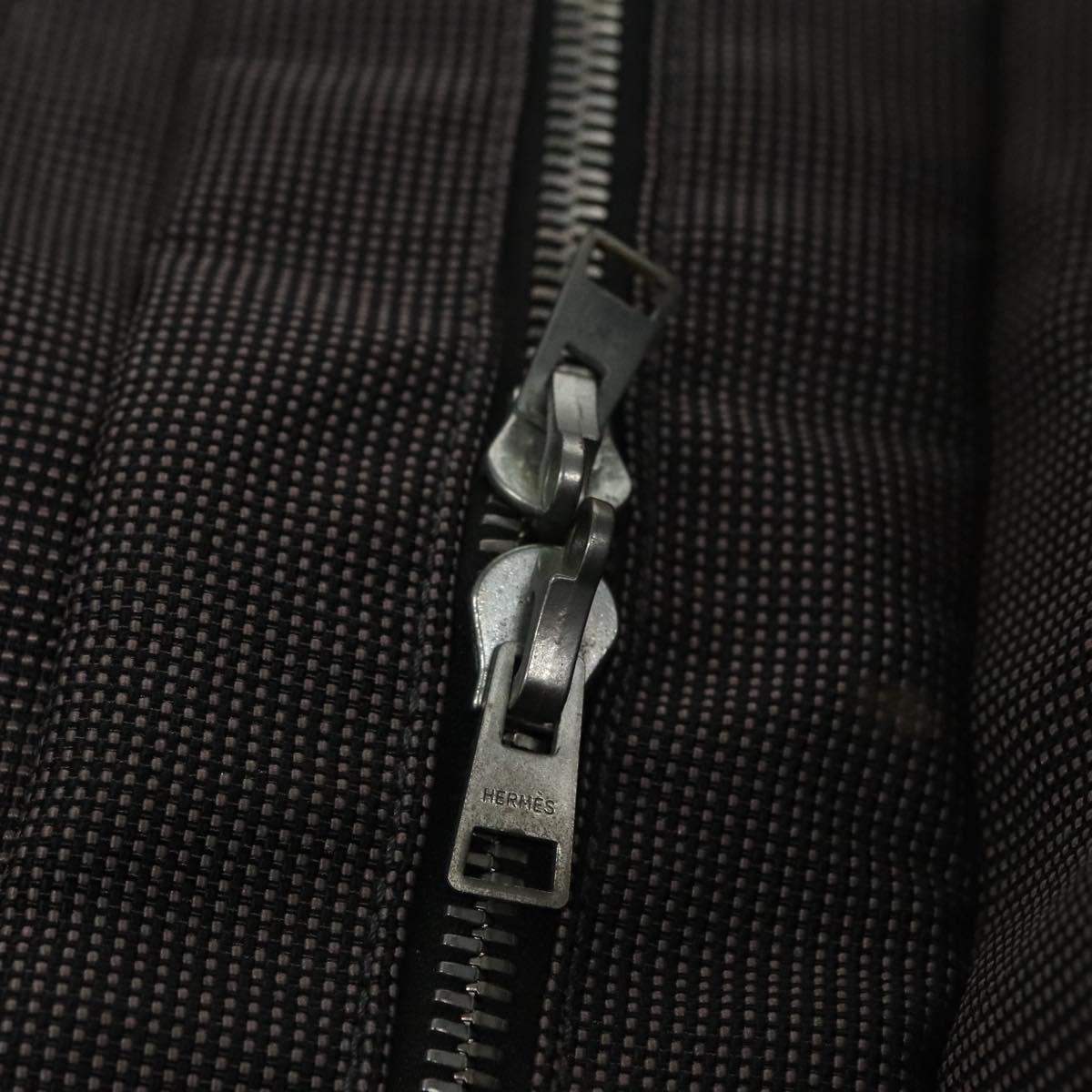 HERMES Her Line MM Hand Bag Canvas Gray Silver Auth 103414