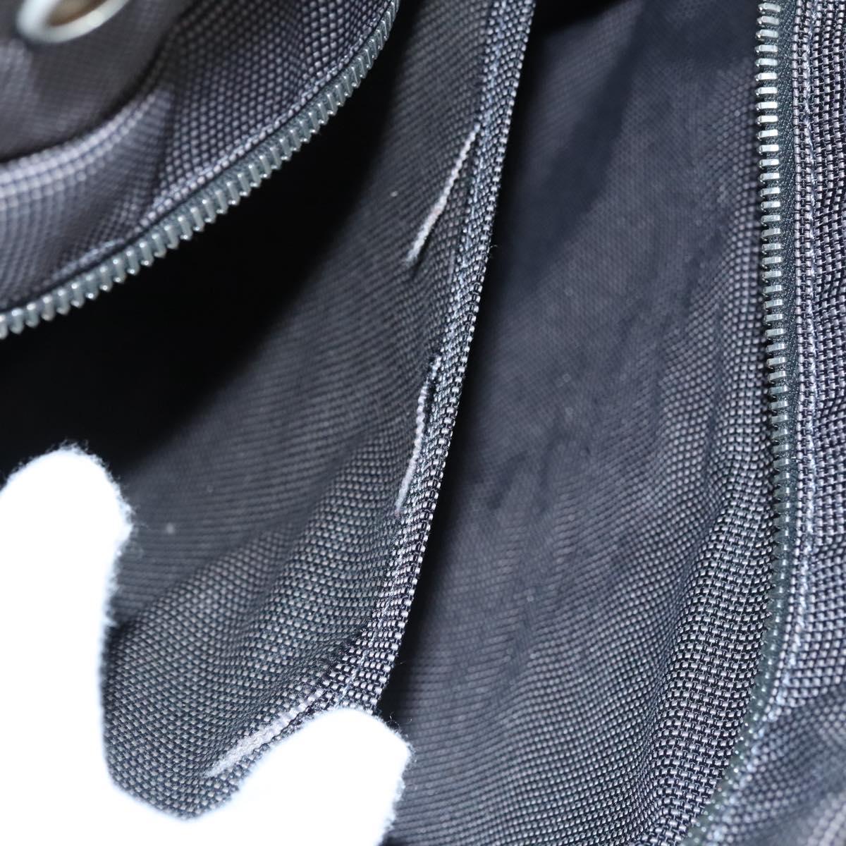 HERMES Her Line MM Hand Bag Canvas Gray Silver Auth 103414