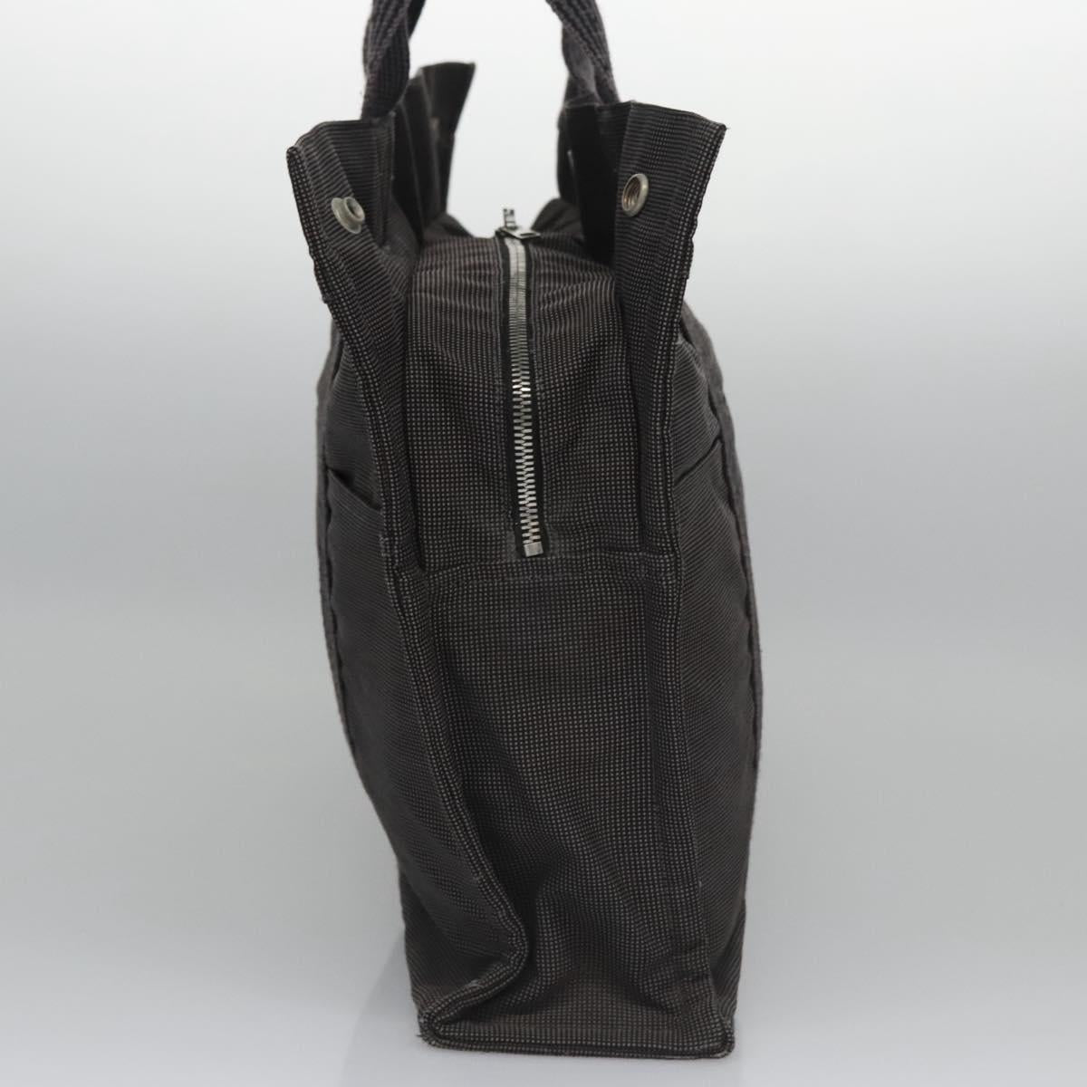 HERMES Her Line MM Hand Bag Canvas Gray Silver Auth 103414