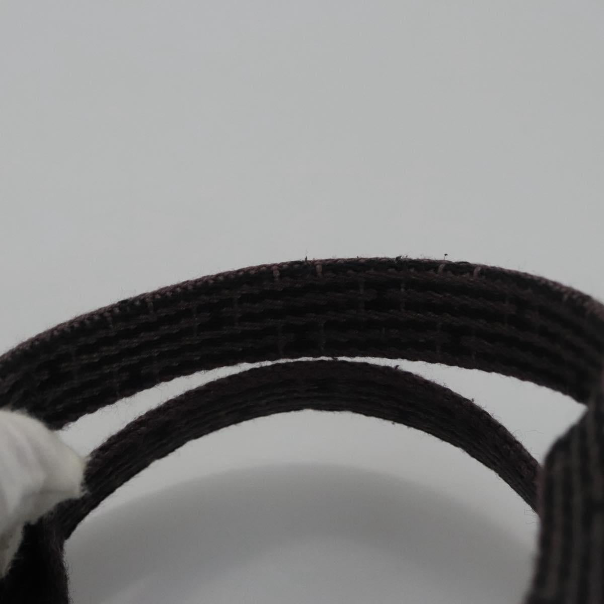 HERMES Her Line MM Hand Bag Canvas Gray Silver Auth 103414