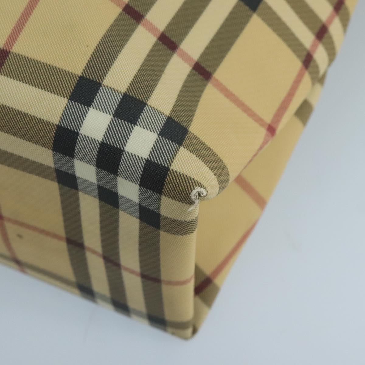 BURBERRY Nova Check Tote Bag PVC Leather Beige Black Auth 103445