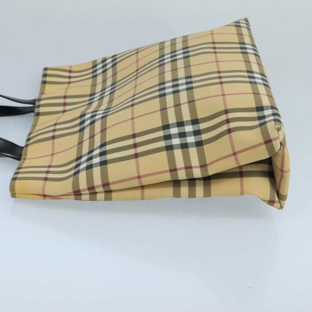 BURBERRY Nova Check Tote Bag PVC Leather Beige Black Auth 103445