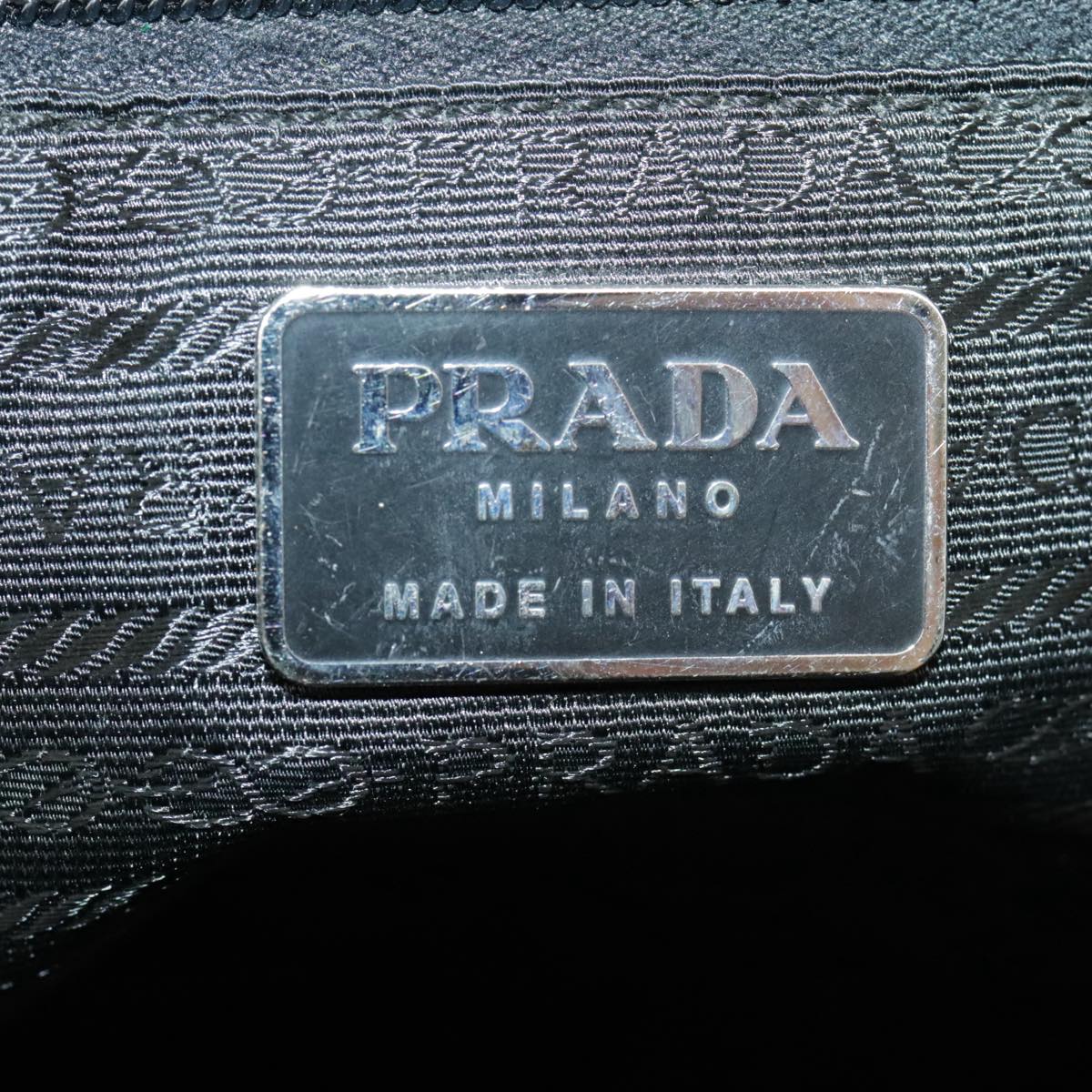 PRADA Shoulder Bag Nylon Black Silver Auth 103450