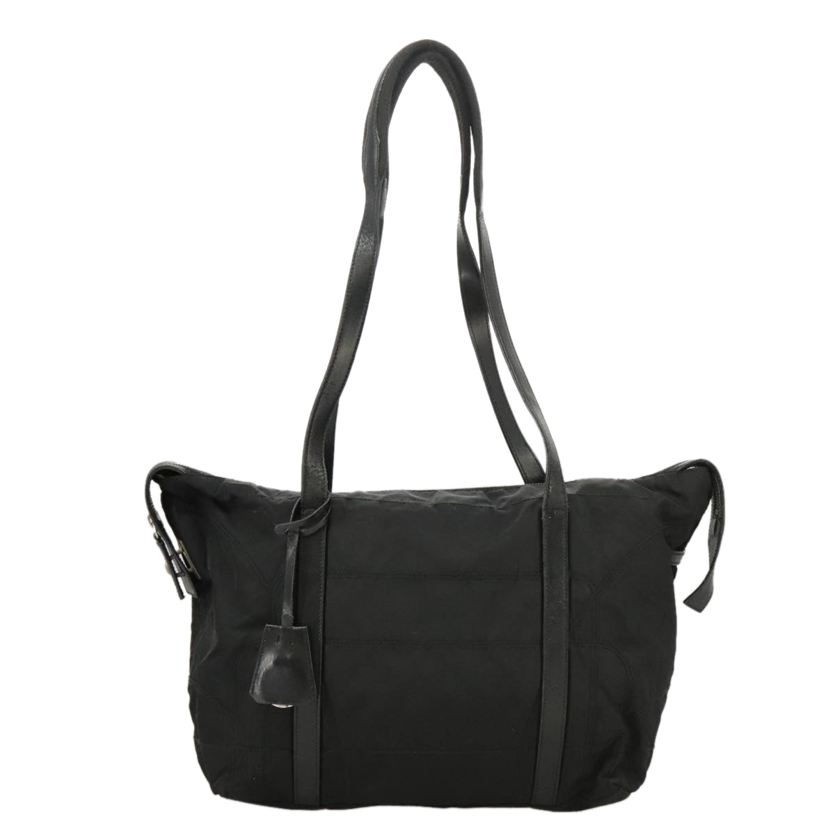 PRADA Shoulder Bag Nylon Black Silver Auth 103450