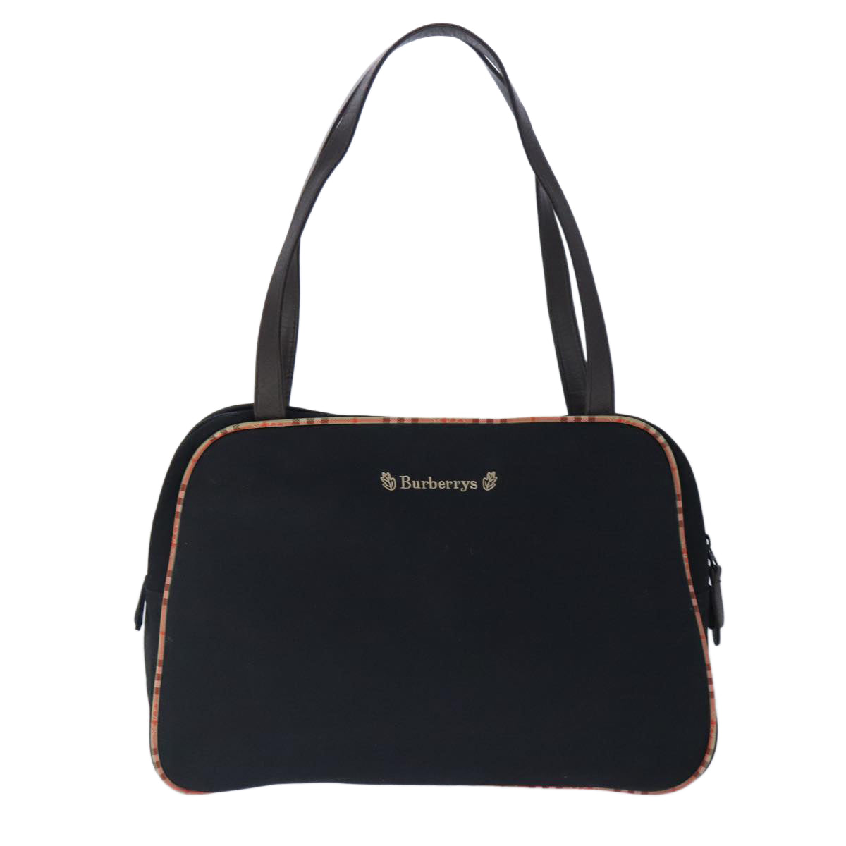 Burberrys Hand Bag Canvas Black Auth 103455