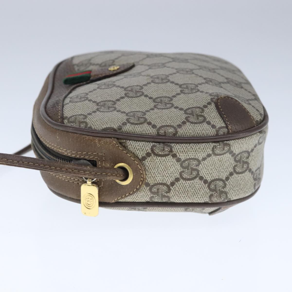 GUCCI GG Supreme Web Sherry Line Shoulder Bag PVC Beige 89 02 066 Auth 103458