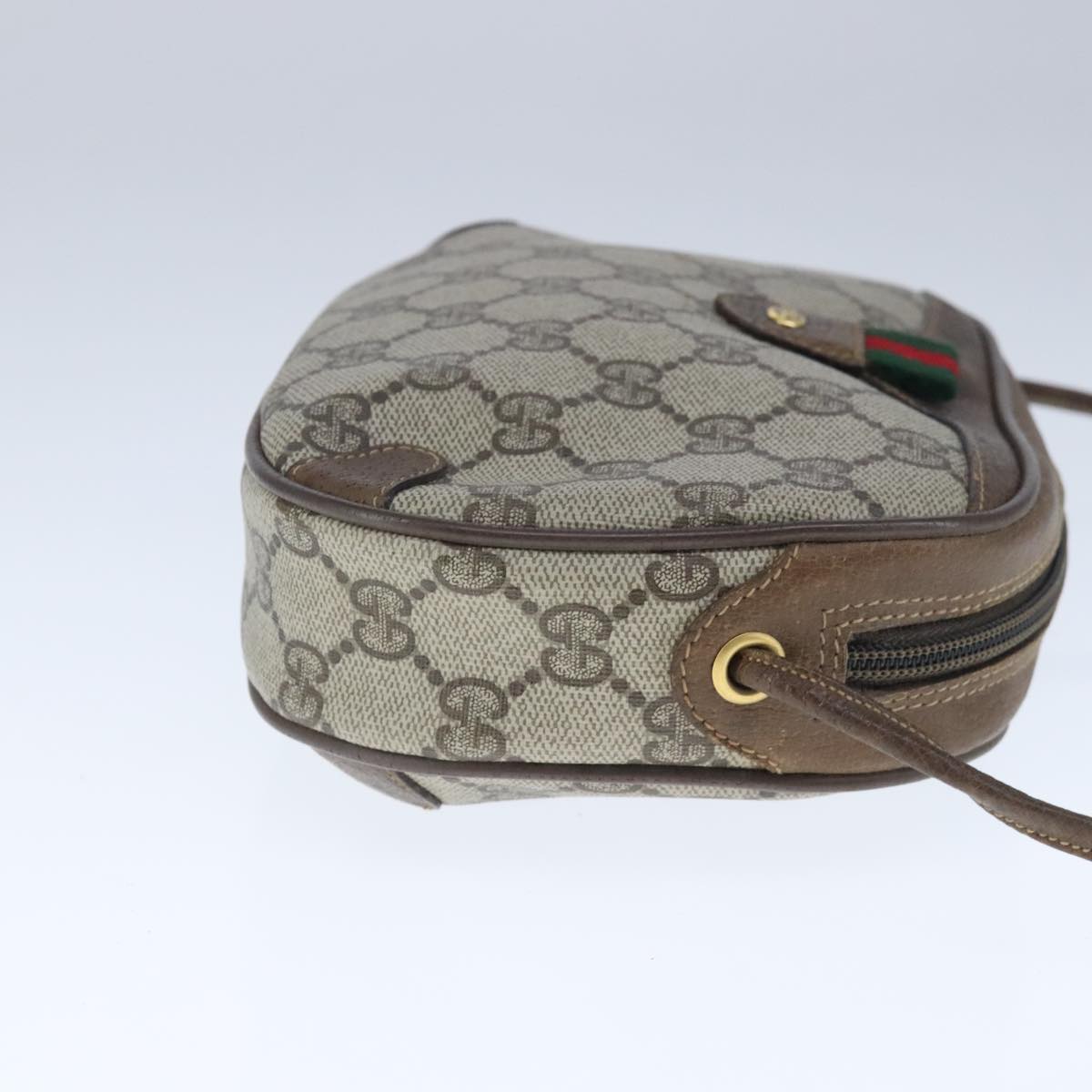 GUCCI GG Supreme Web Sherry Line Shoulder Bag PVC Beige 89 02 066 Auth 103458