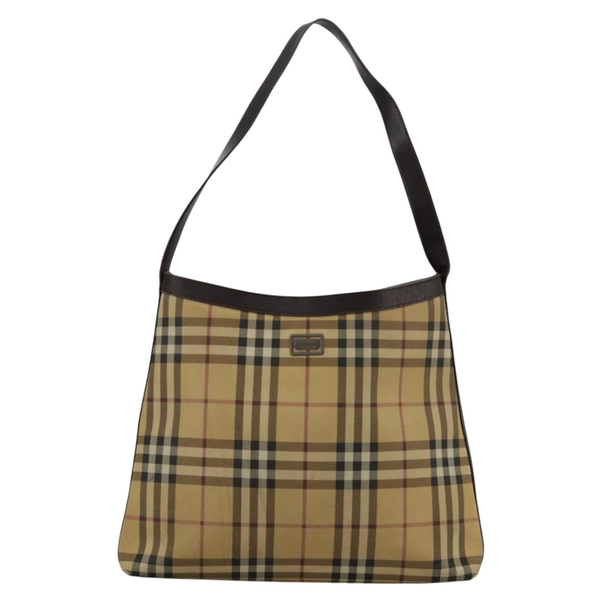 BURBERRY Nova Check Shoulder Bag Canvas Beige Auth 103462