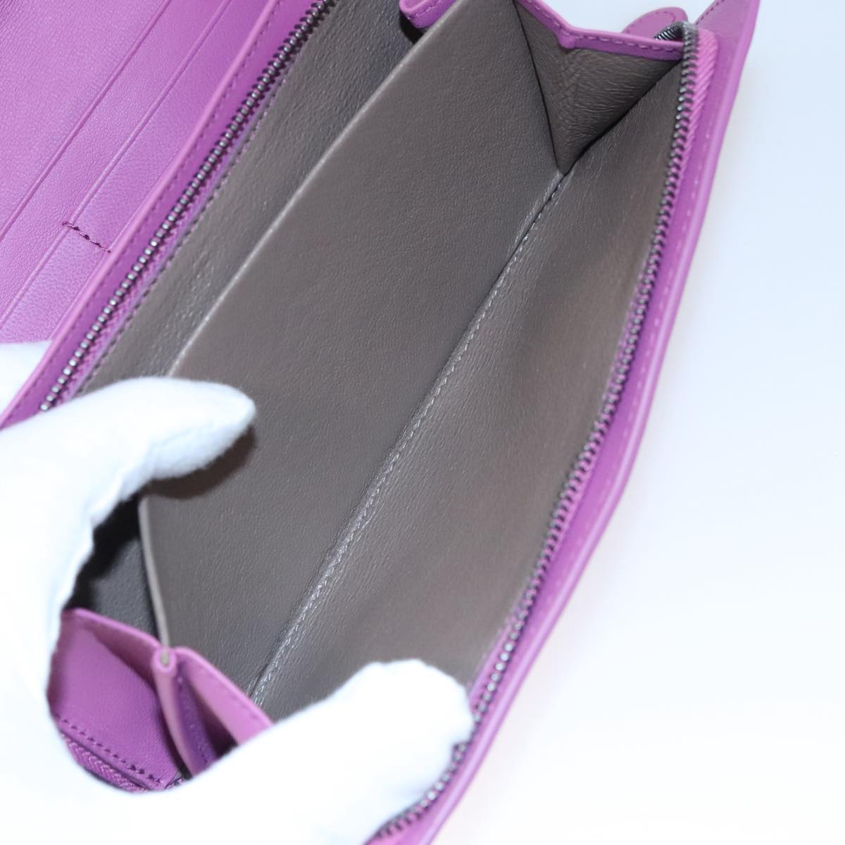 BOTTEGA VENETA INTRECCIATO Long Wallet Leather Purple Auth 103477M