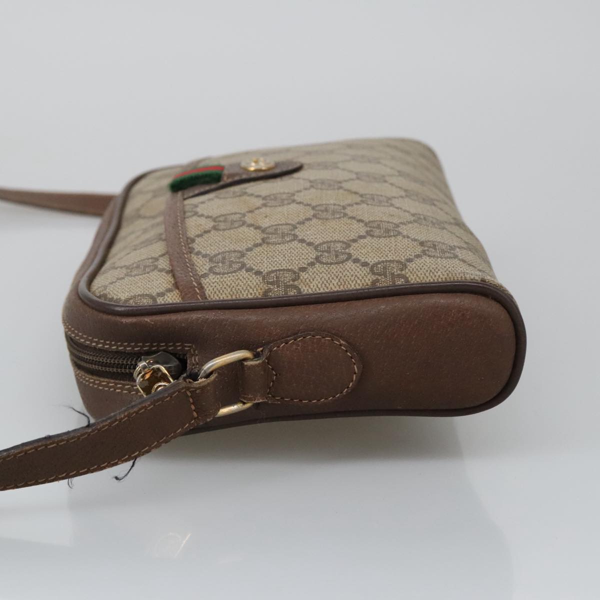 GUCCI GG Supreme Web Sherry Line Shoulder Bag PVC Beige 156 02 089 Auth 103520