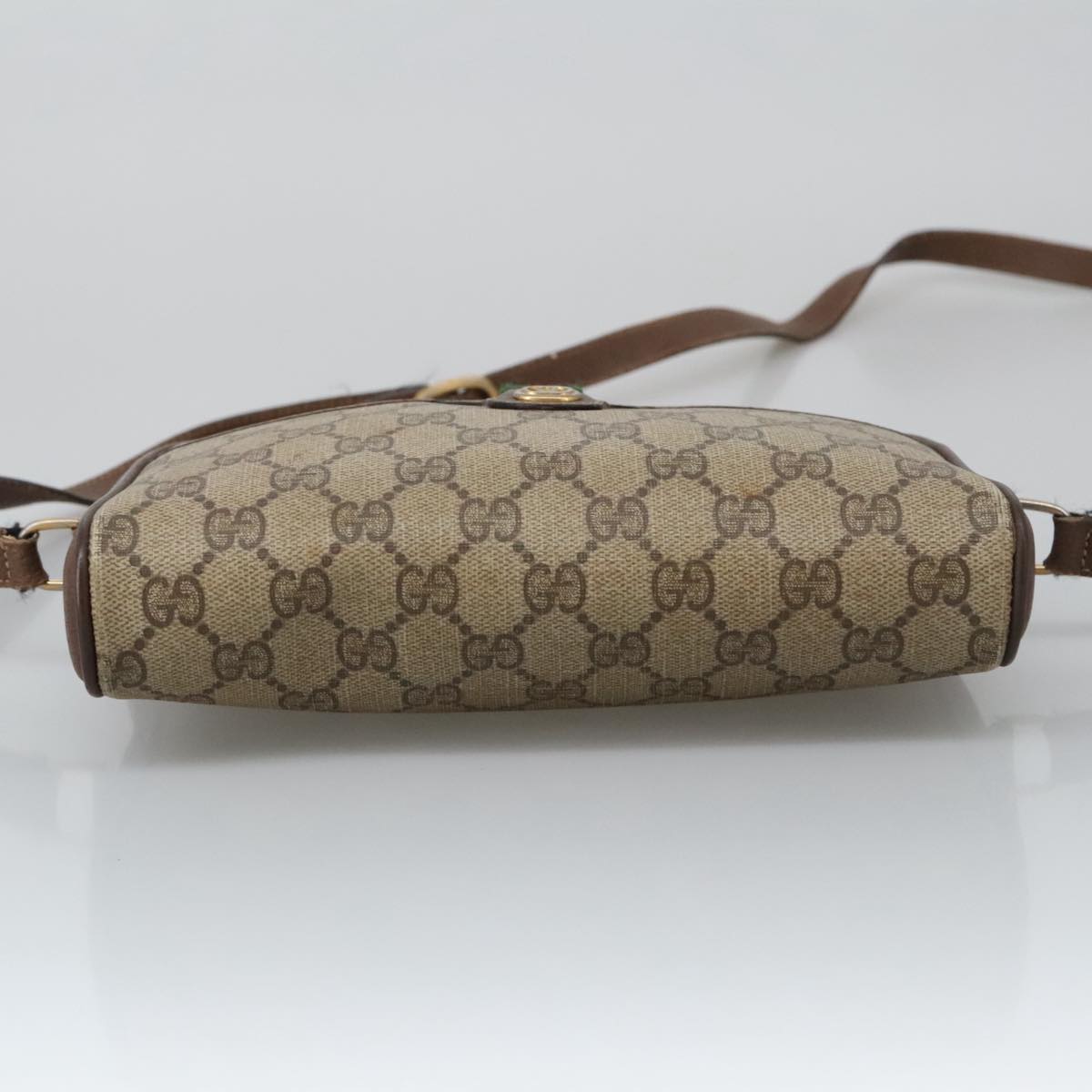 GUCCI GG Supreme Web Sherry Line Shoulder Bag PVC Beige 156 02 089 Auth 103520