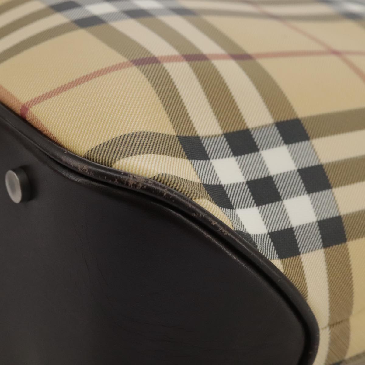 BURBERRY Nova Check Hand Bag PVC Beige Auth 103523