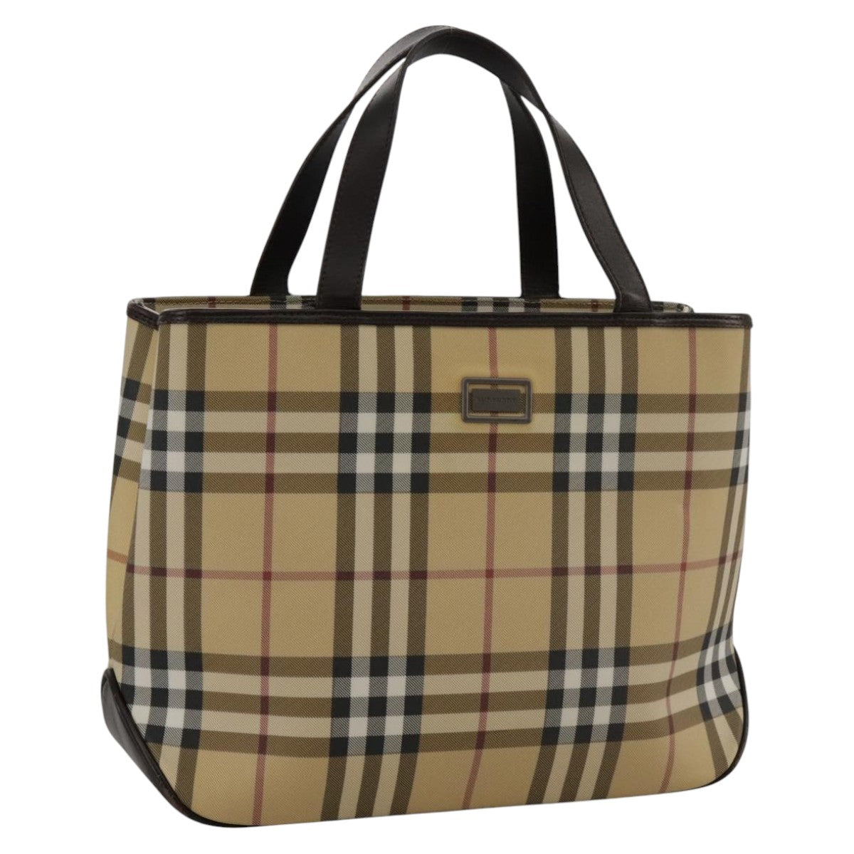 BURBERRY Nova Check Hand Bag PVC Beige Auth 103523