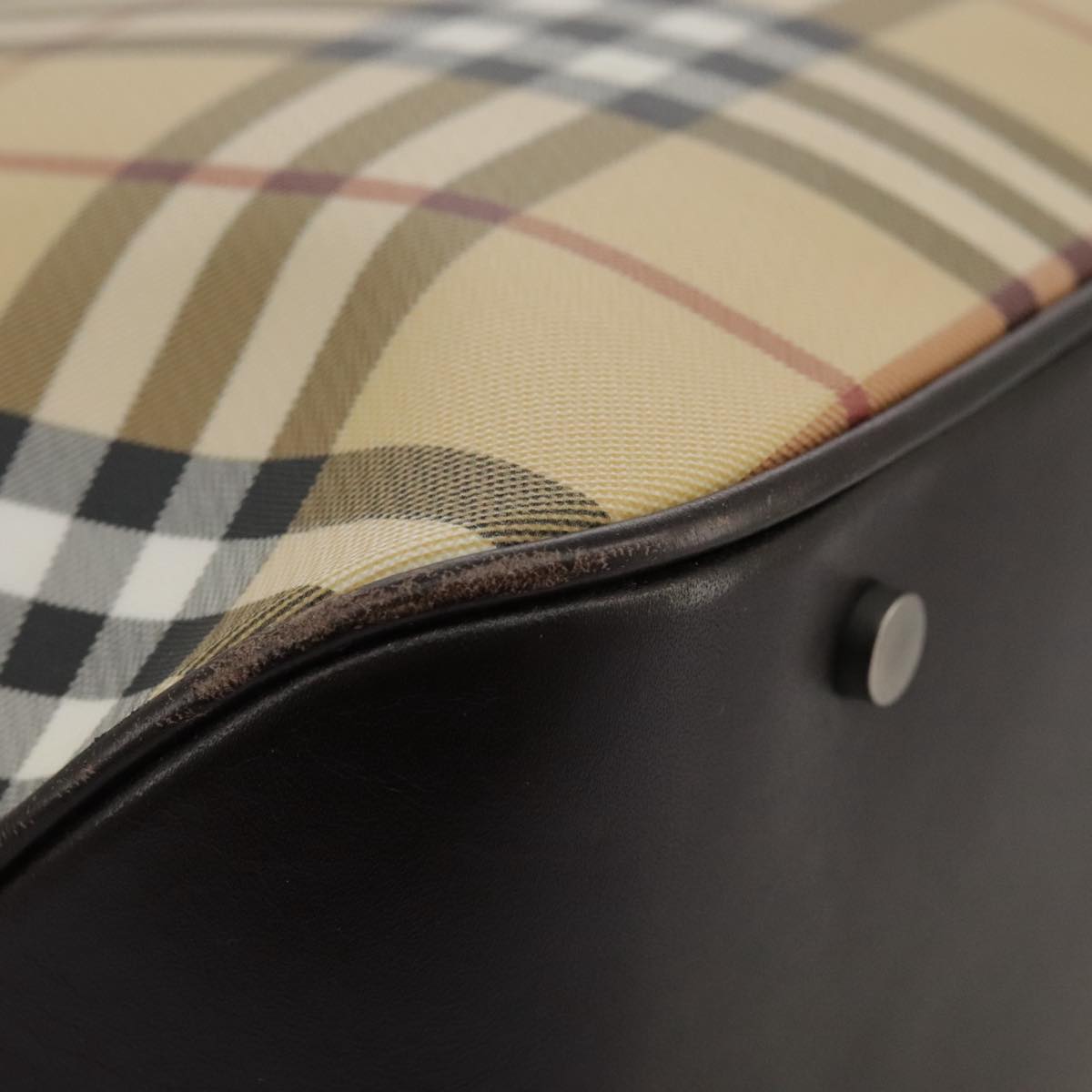 BURBERRY Nova Check Hand Bag PVC Beige Auth 103523