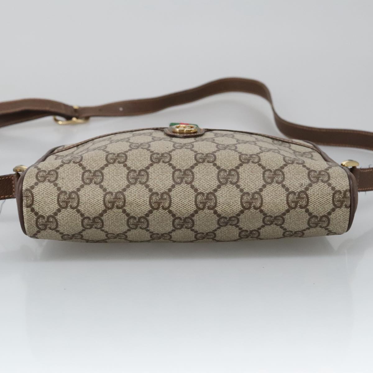 GUCCI GG Supreme Web Sherry Line Shoulder Bag PVC Beige 156 02 089 Auth 103550