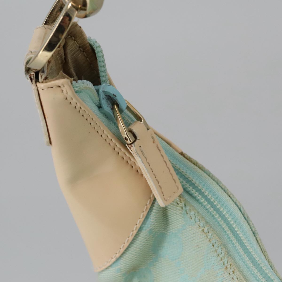 GUCCI GG Canvas Shoulder Bag Light Blue Gold 001 4158 Auth 103560