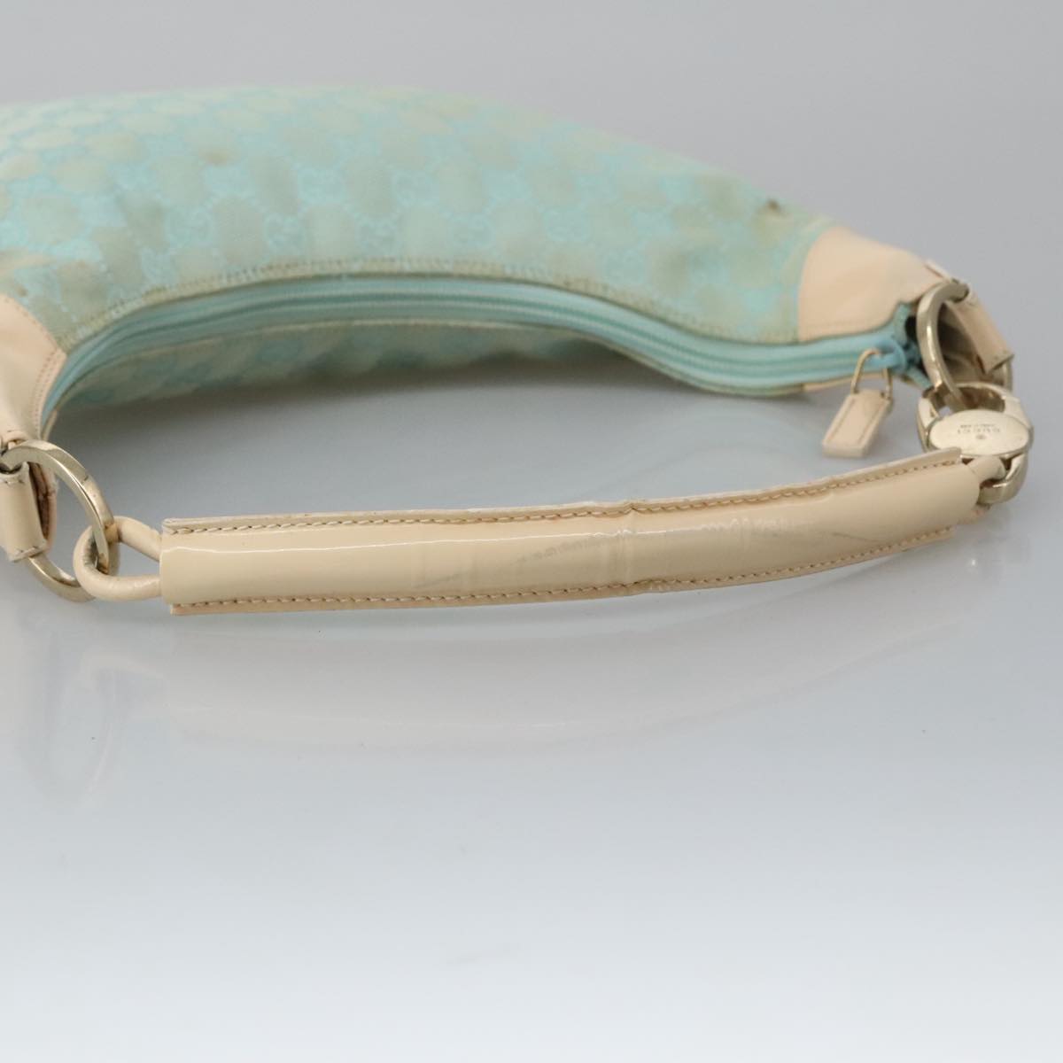 GUCCI GG Canvas Shoulder Bag Light Blue Gold 001 4158 Auth 103560