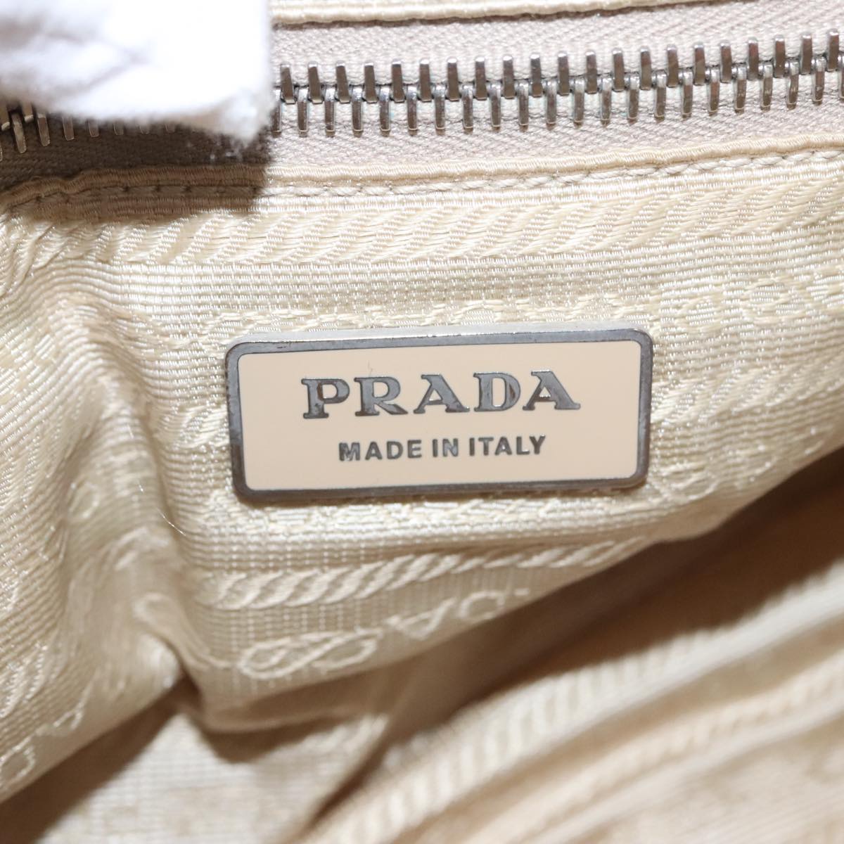 PRADA Shoulder Bag Nylon Leather Beige Auth 103574