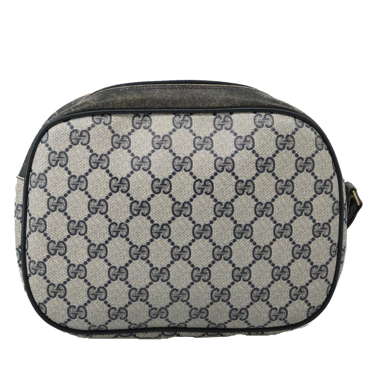 GUCCI GG Supreme Sherry Line Clutch Bag PVC Navy Red 89 01 034 Auth 103583