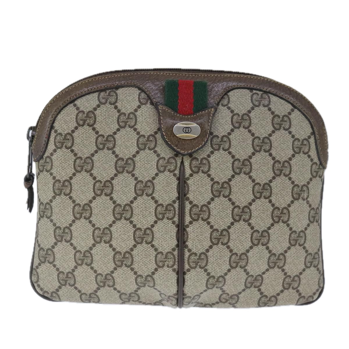 GUCCI GG Supreme Web Sherry Line Shoulder Bag PVC Beige 904 02 047 Auth 103635