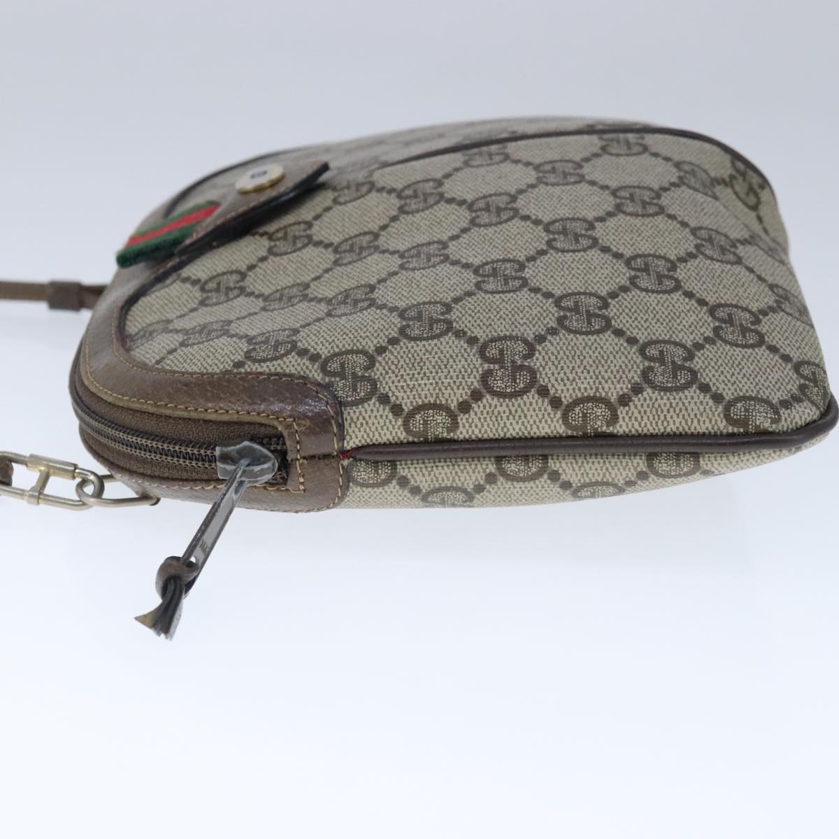 GUCCI GG Supreme Web Sherry Line Shoulder Bag PVC Beige 904 02 047 Auth 103635