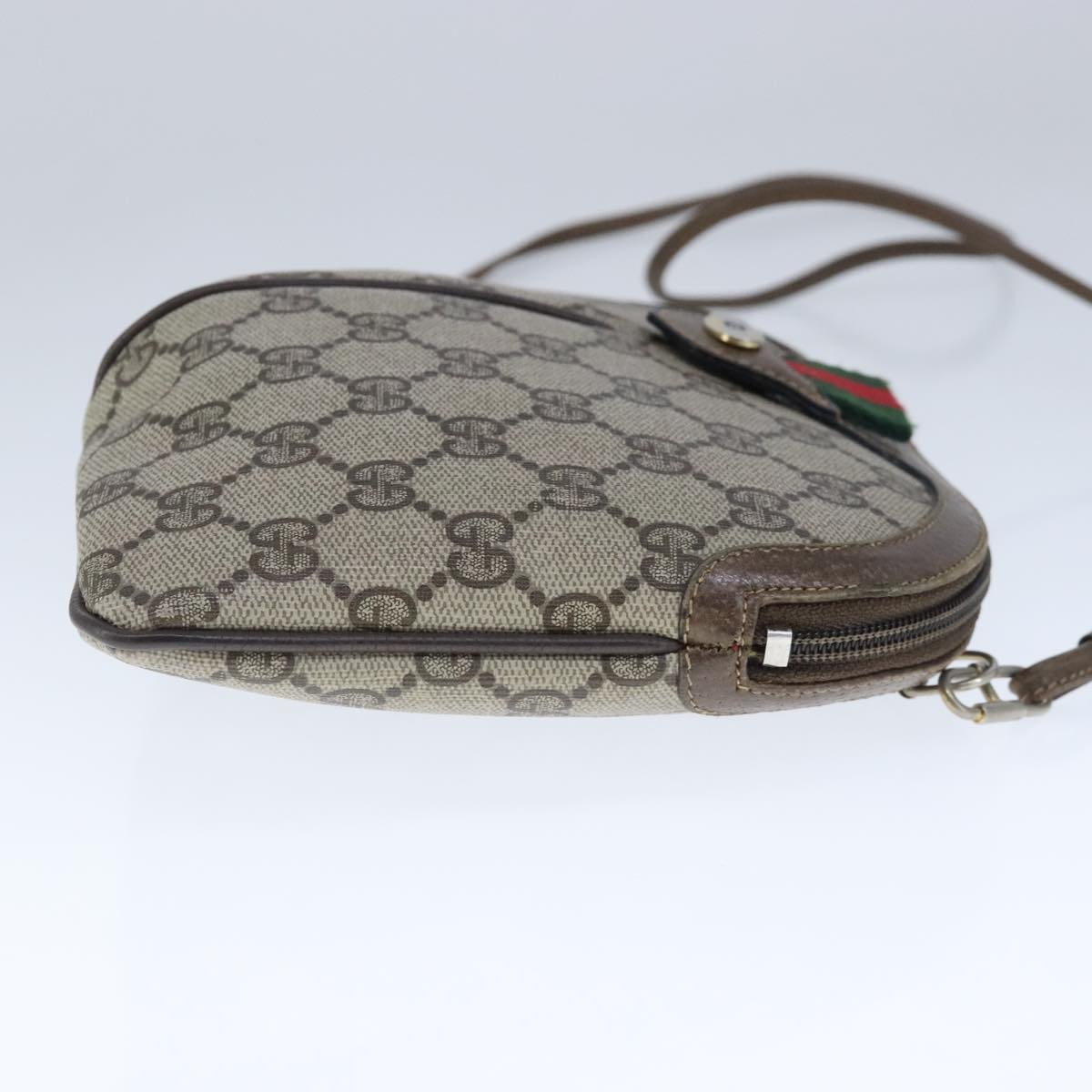 GUCCI GG Supreme Web Sherry Line Shoulder Bag PVC Beige 904 02 047 Auth 103635