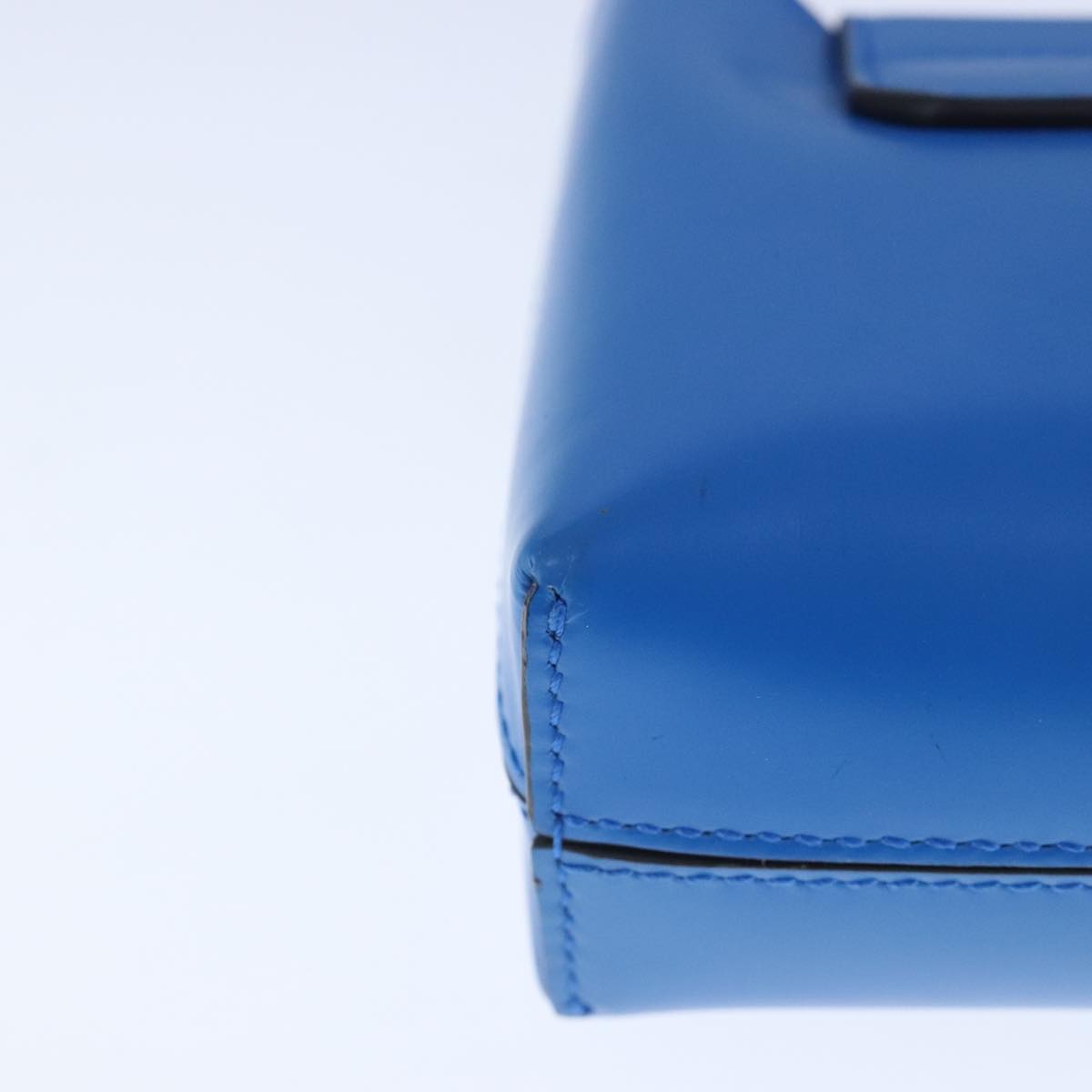 Salvatore Ferragamo Gancini Hand Bag Leather Blue Silver Auth 103652AM