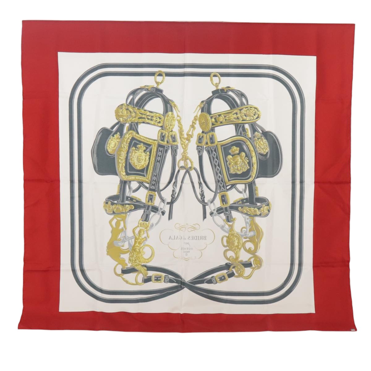 HERMES Carre 90 Scarf Silk ""BRIDES de GALA"" Red Auth 103662