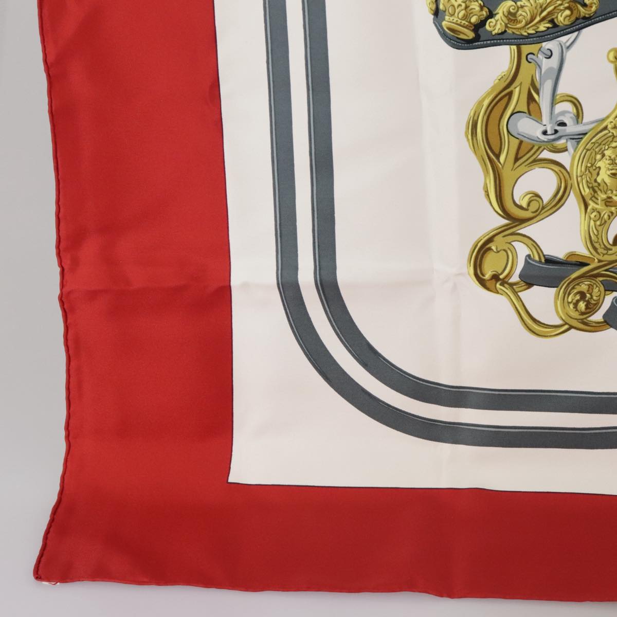 HERMES Carre 90 Scarf Silk ""BRIDES de GALA"" Red Auth 103662