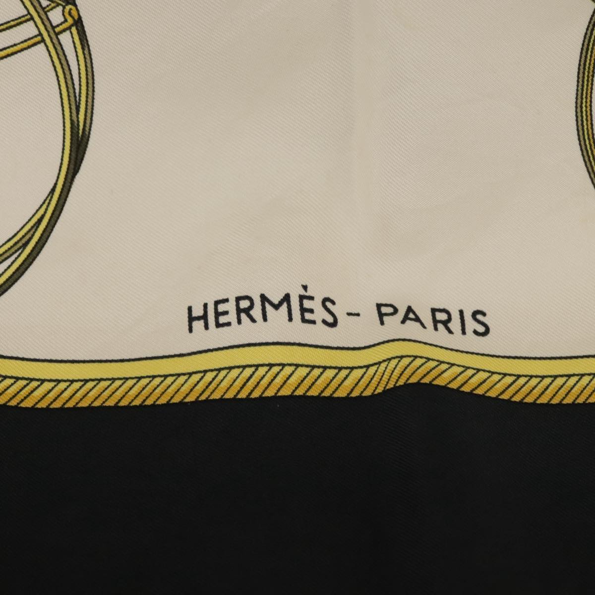 HERMES Carre 90 Scarf Silk ""LES VOITURES A TRANSFORMATION"" Black Auth 103664