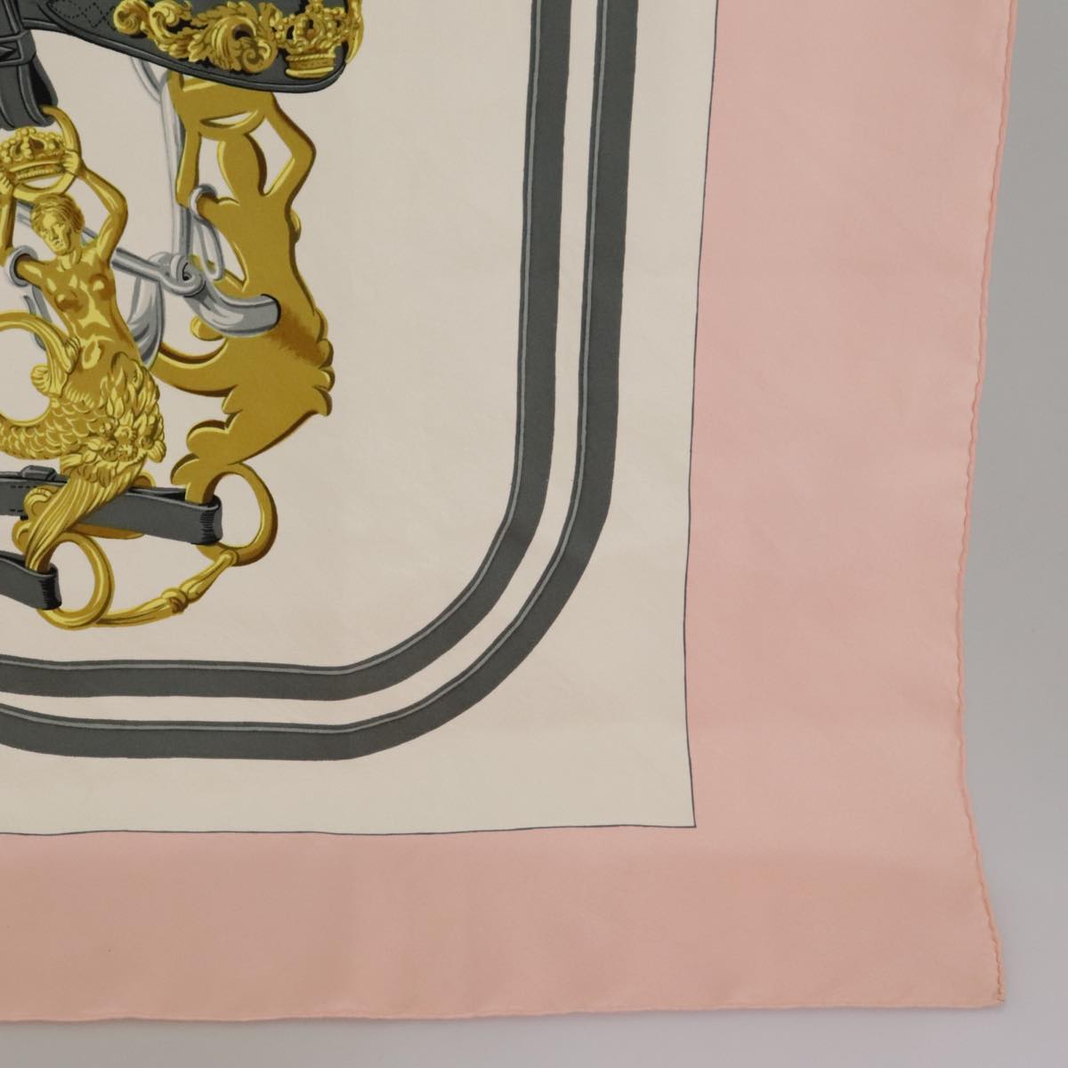 HERMES Carre 90 Scarf Silk ""BRIDES de GALA"" Pink Auth 103665