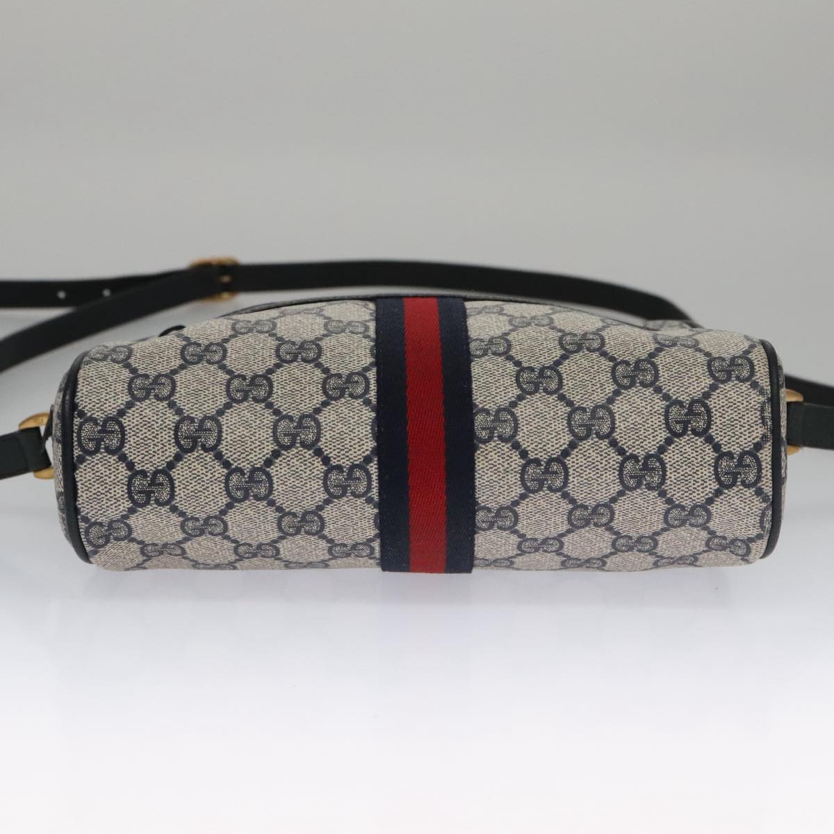 GUCCI GG Supreme Sherry Line Shoulder Bag PVC Navy Red 89 02 004 Auth 103698