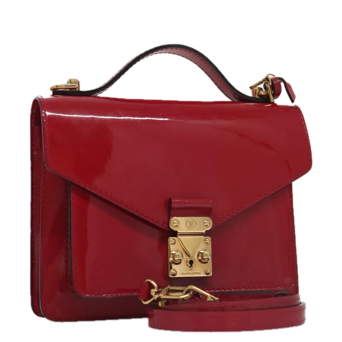 LOUIS VUITTON Vernis Monceau BB Hand Bag 2way Rose Andian M91579 LV Auth 103727