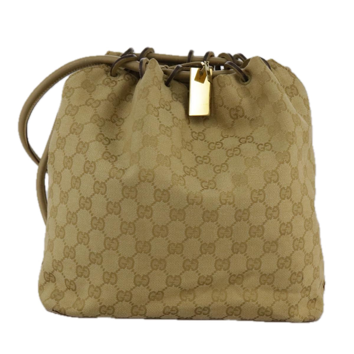 GUCCI GG Canvas Shoulder Bag Beige 90644 Auth 103739